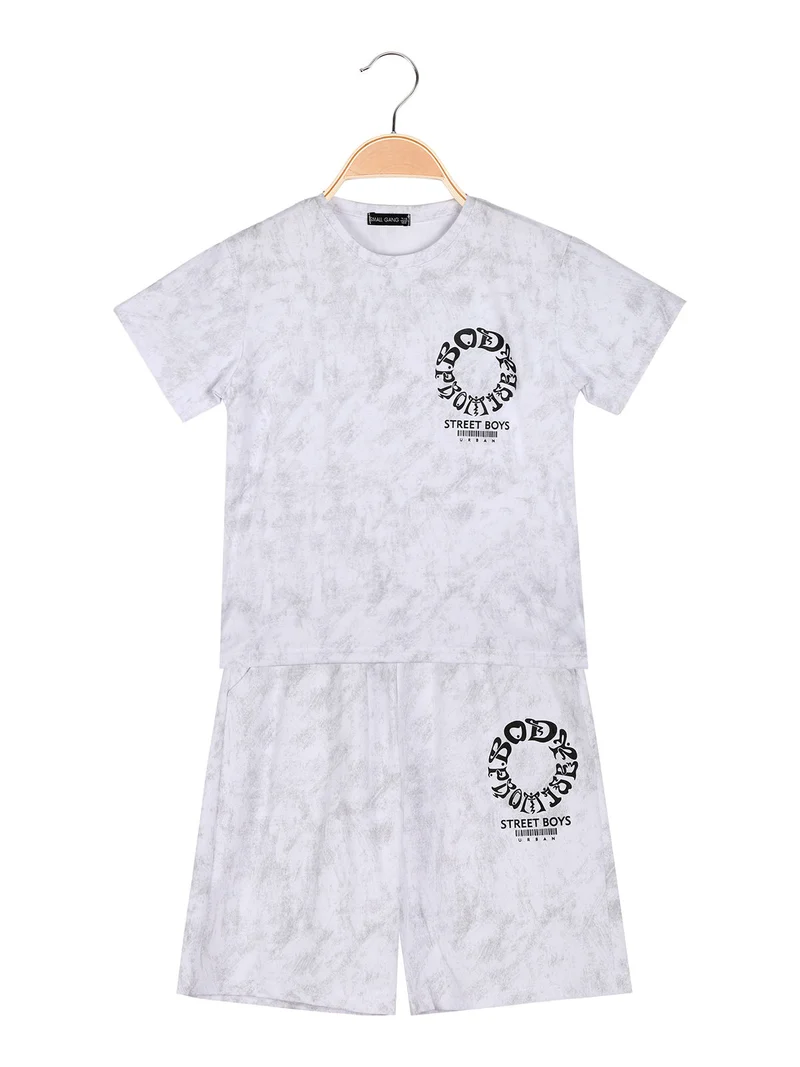 Completo corto da bambino con t-shirt e bermuda - grigio