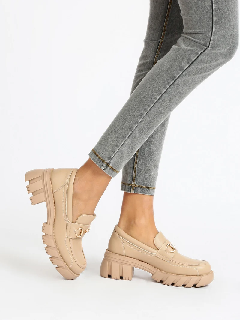 Mocassini donna con tacco - beige