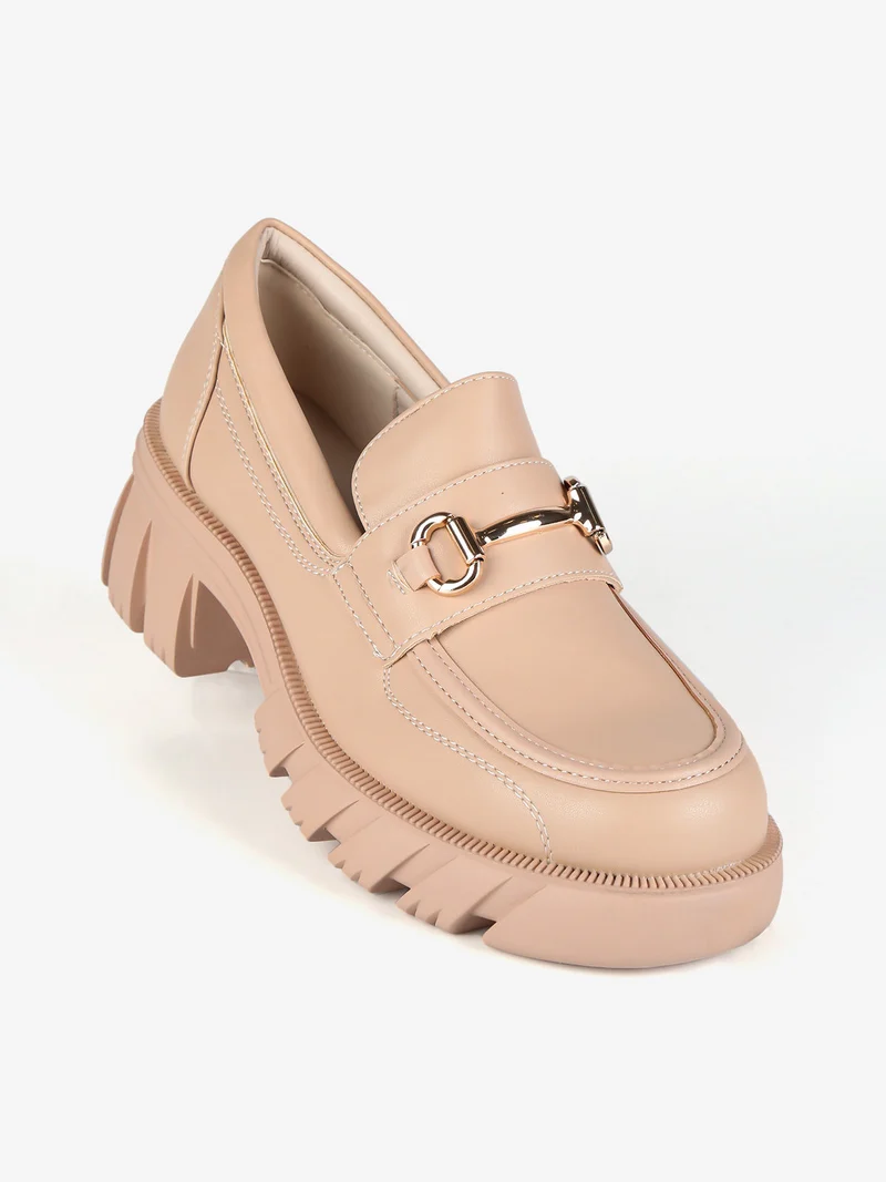 Mocassini donna con tacco - beige