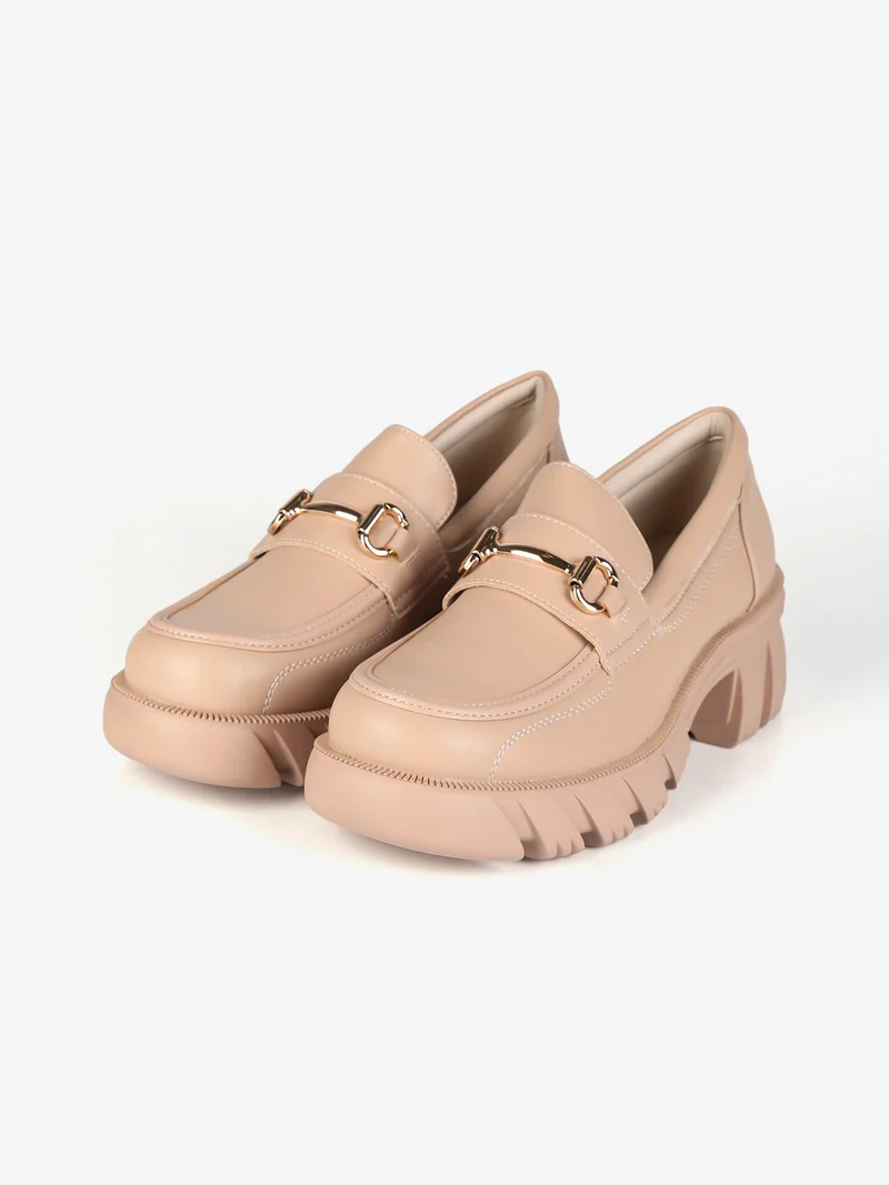 Mocassini donna con tacco - beige