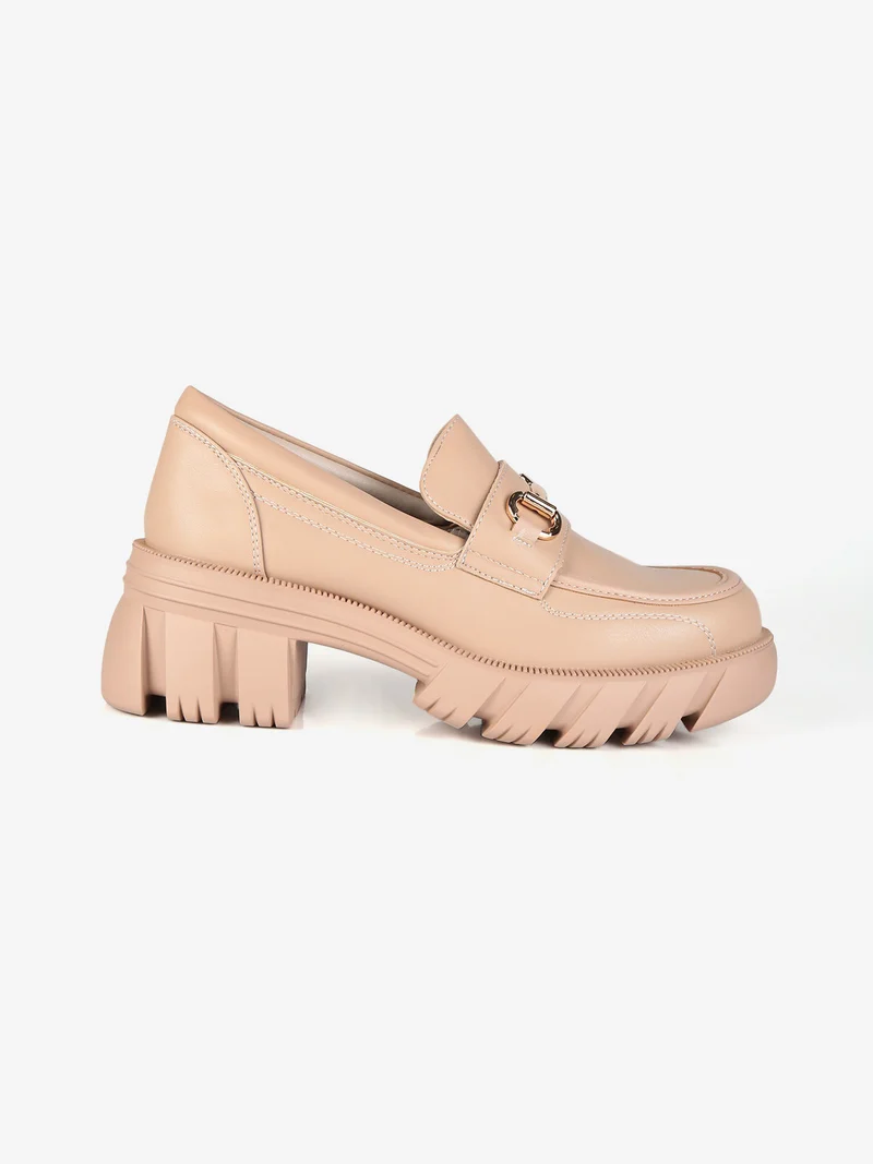 Mocassini donna con tacco - beige