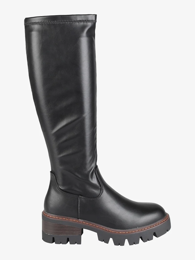 Stivali donna con tacco largo e plateau - nero