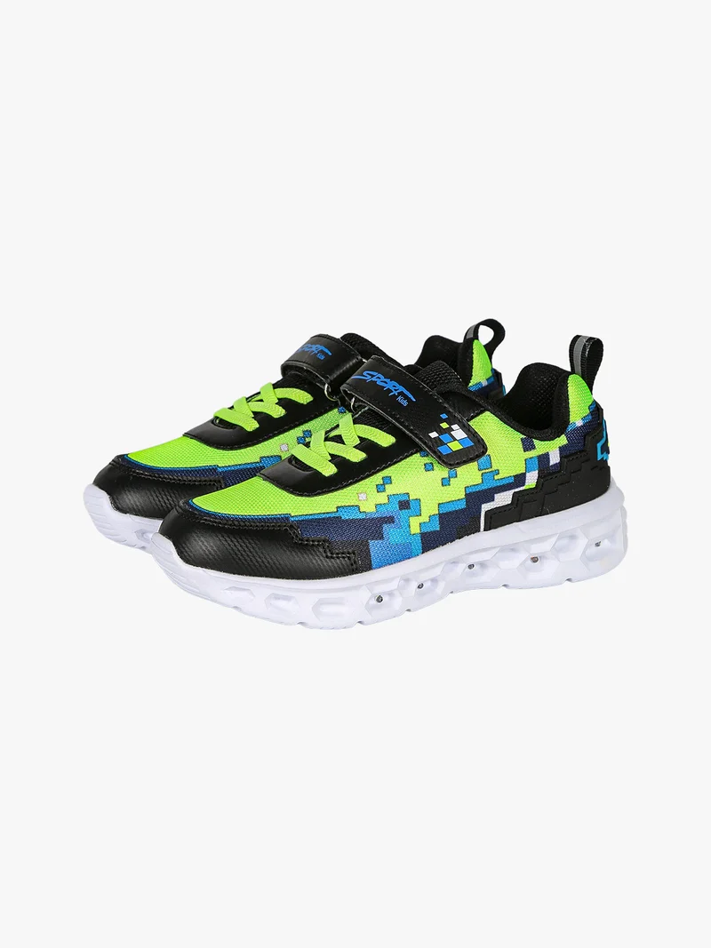 Sneakers da ragazzo con luci e cinturino a strappo - nero