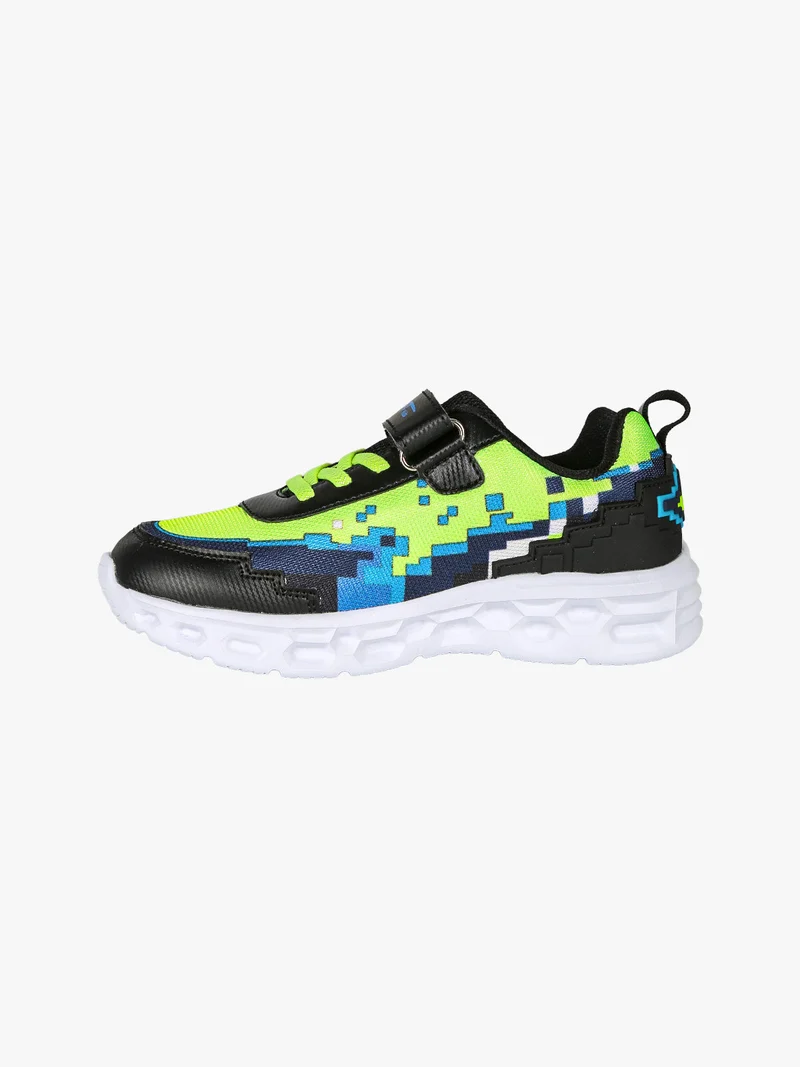 Sneakers da ragazzo con luci e cinturino a strappo - nero