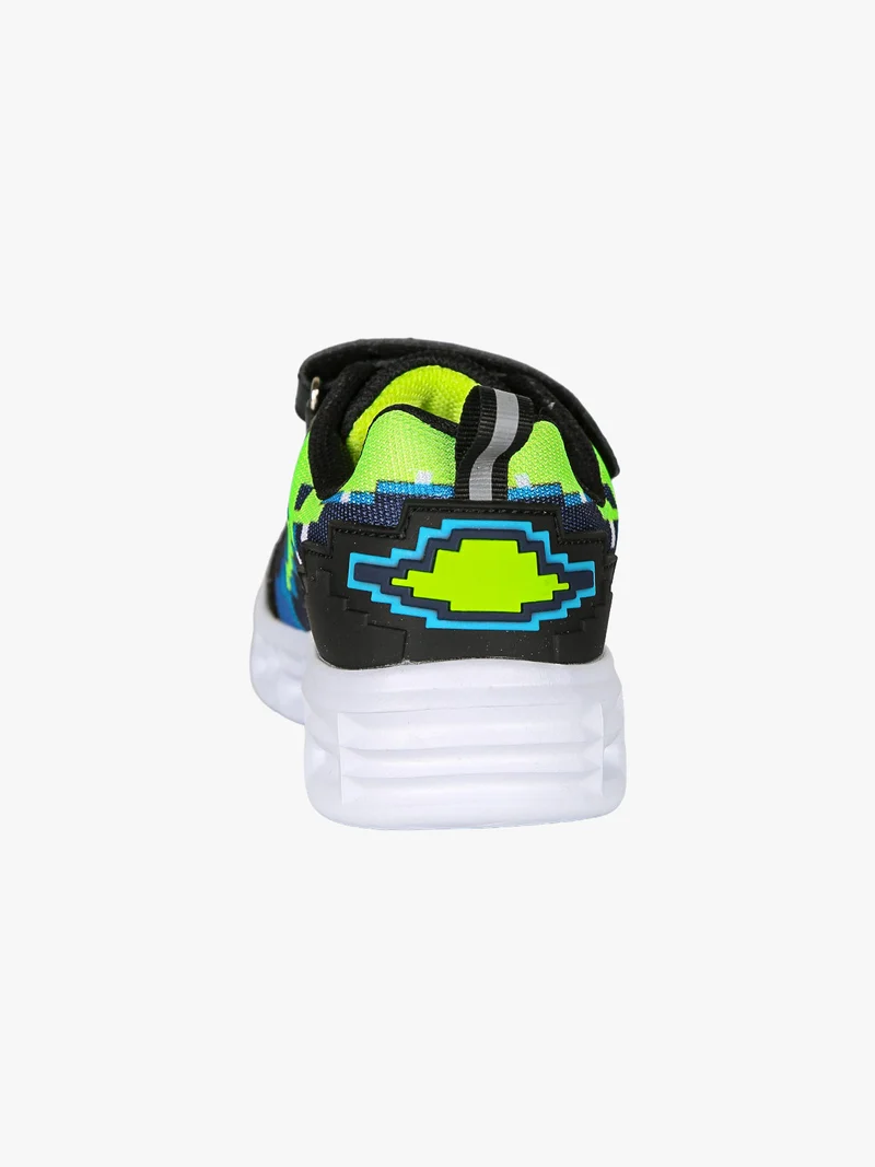 Sneakers da ragazzo con luci e cinturino a strappo - nero