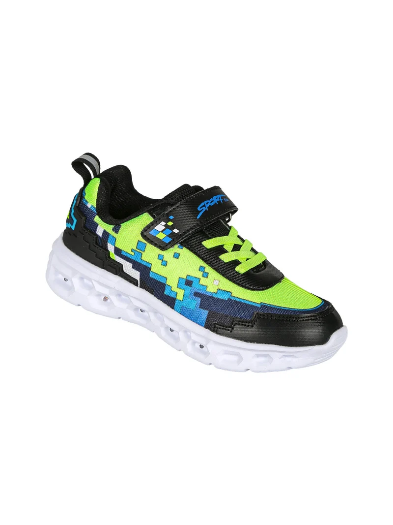 Sneakers da ragazzo con luci e cinturino a strappo - nero