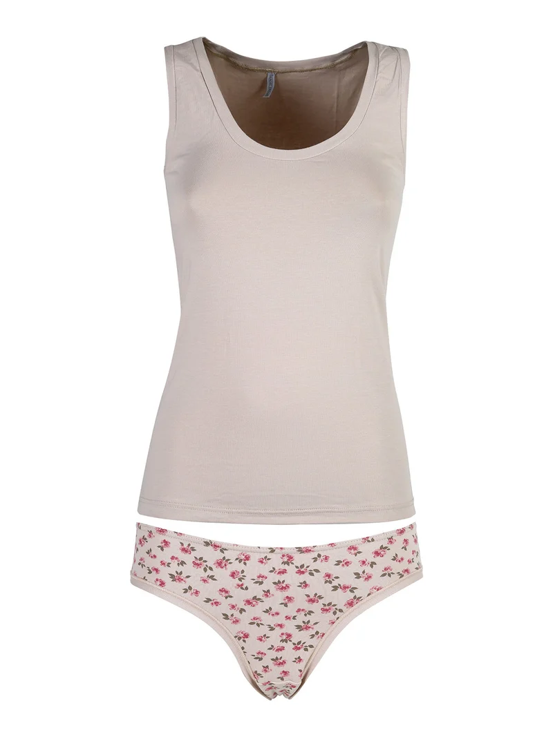 Coordinato donna intimo con top e slip - cipria