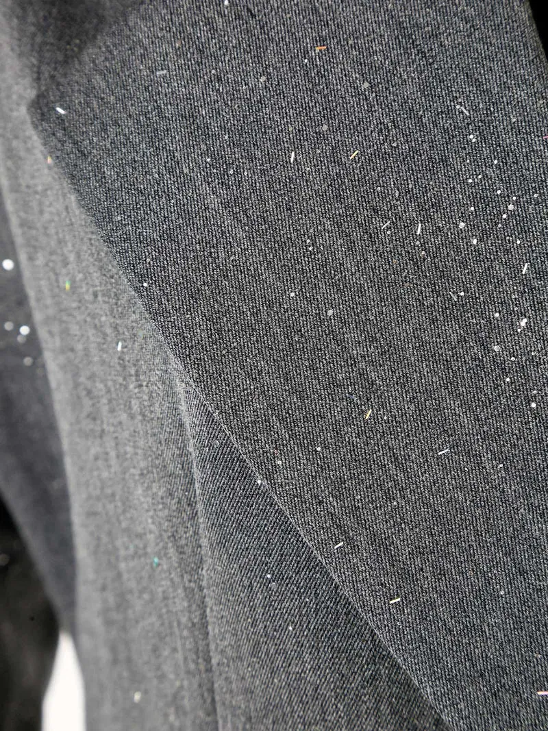Blazer donna elegante con brillantini e chiusura a doppiopetto - grigio