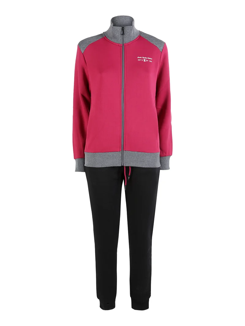 Completo tuta donna invernale con felpa e pantaloni - fragola
