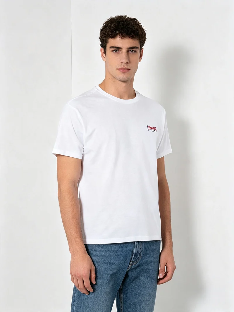 T-shirt girocollo da uomo in cotone con logo - bianco