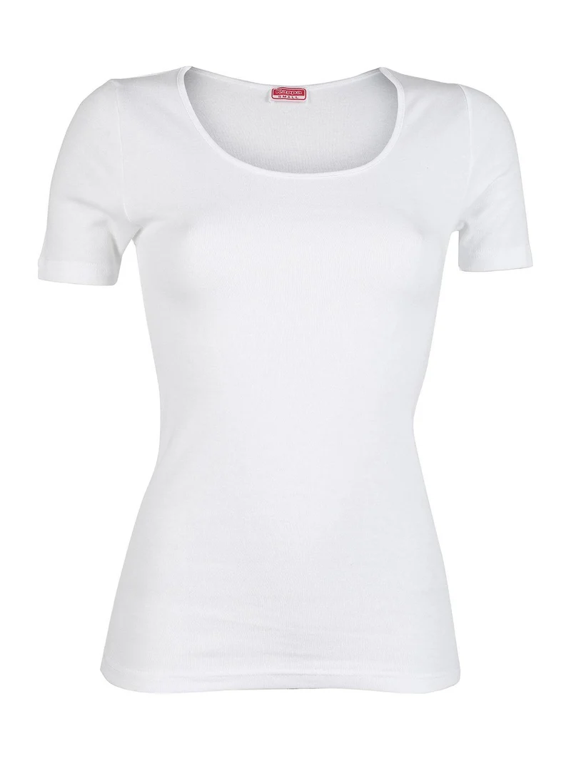 Maglia intima in caldo cotone manica corta - bianco