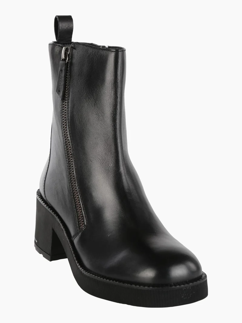 Stivaletti in pelle donna con tacco - nero
