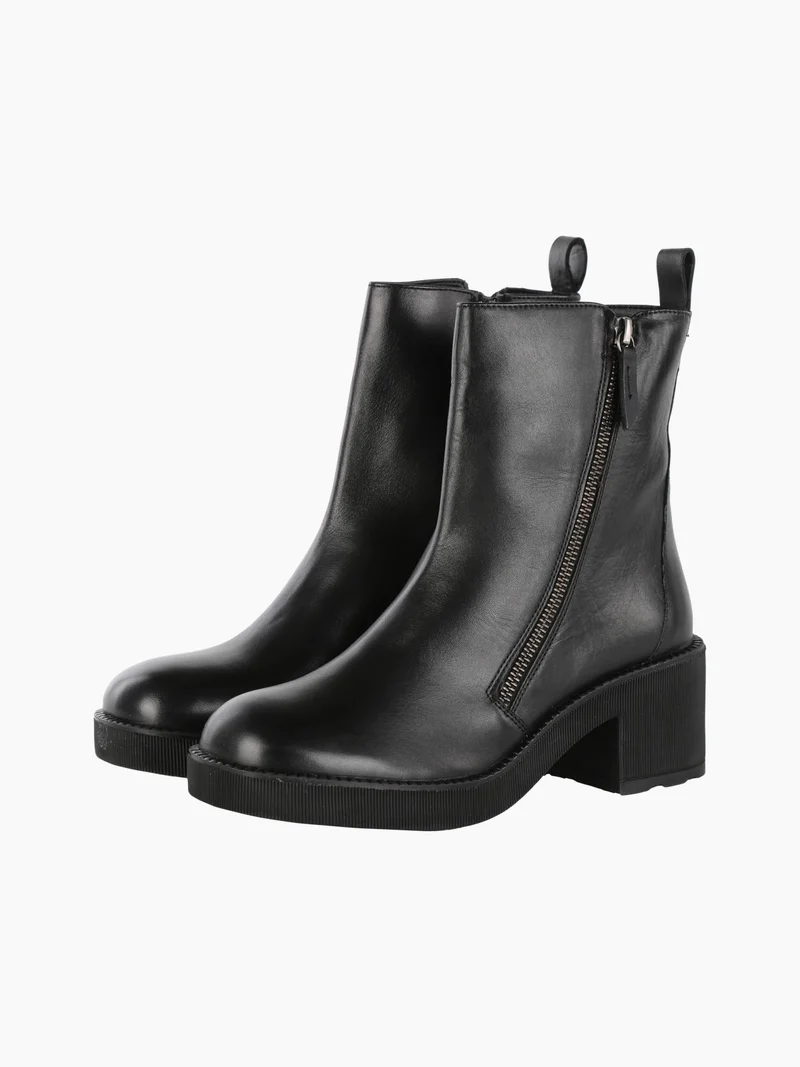 Stivaletti in pelle donna con tacco - nero