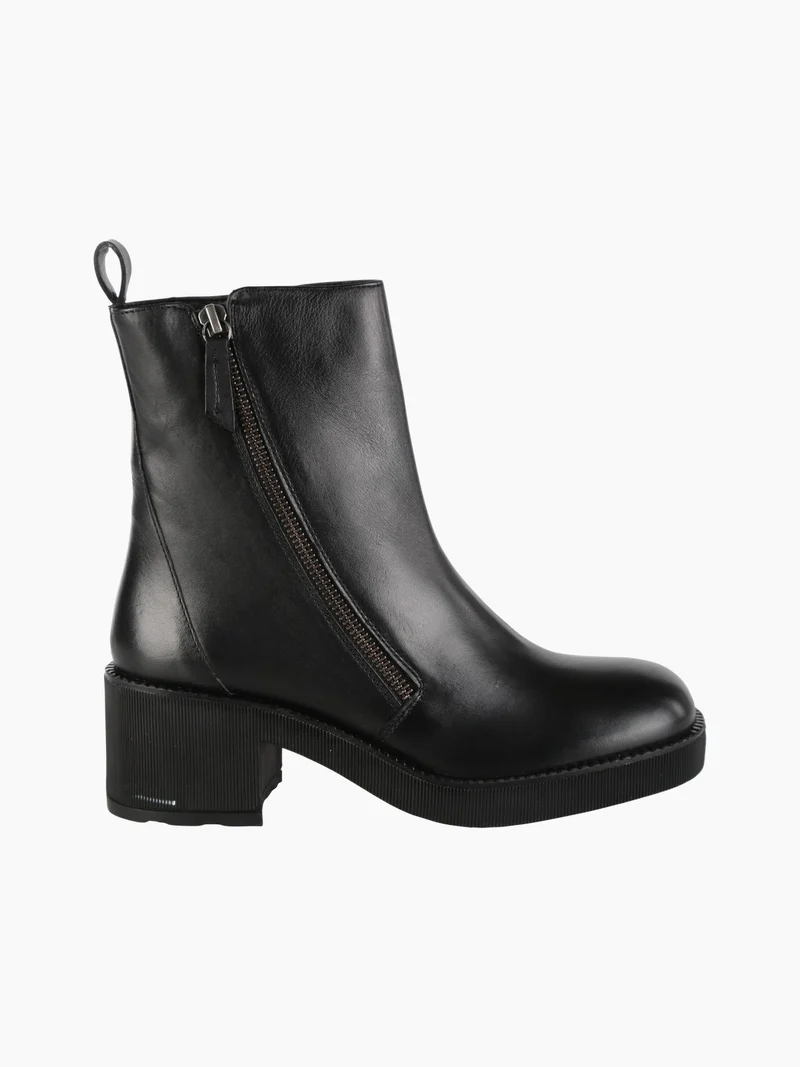 Stivaletti in pelle donna con tacco - nero
