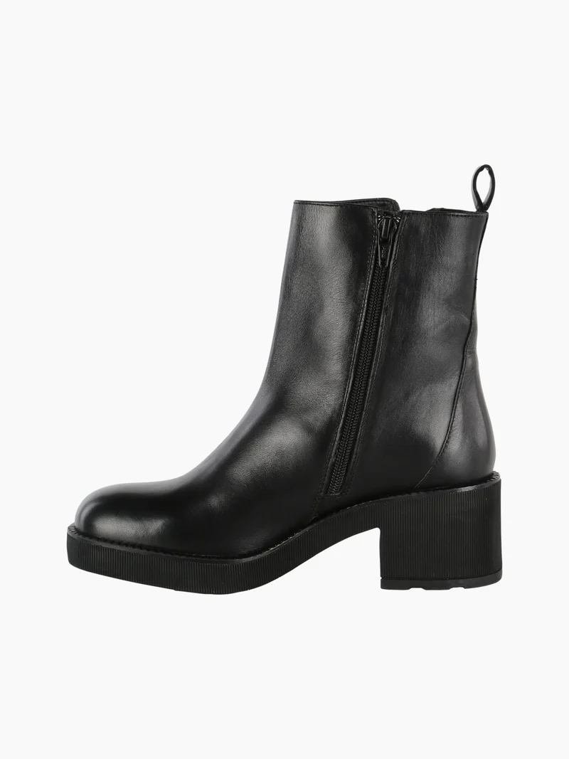 Stivaletti in pelle donna con tacco - nero