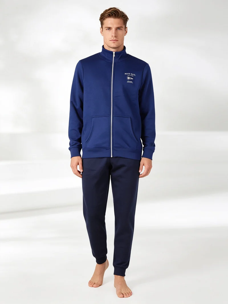 Completo tuta da uomo felpata full zip - bluette