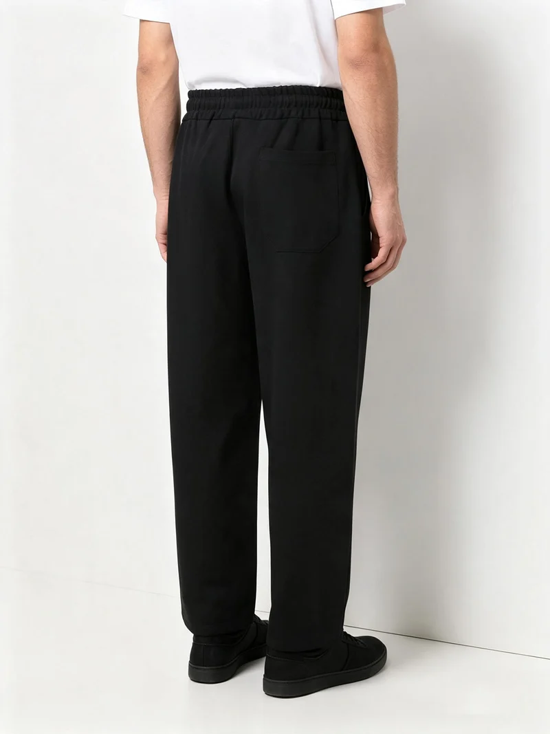 Pantaloni da uomo oversize a gamba larga con coulisse - nero