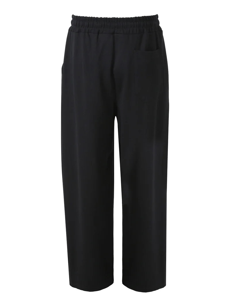 Pantaloni da uomo oversize a gamba larga con coulisse - nero