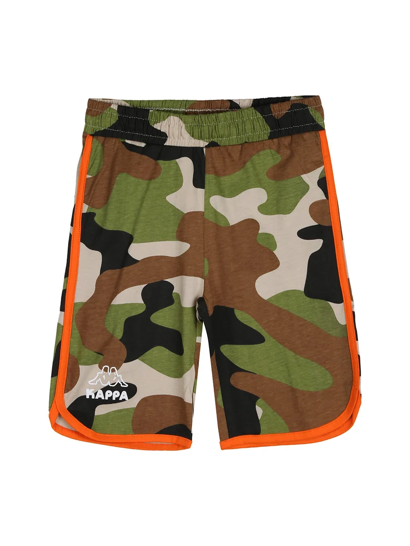 Completo corto da bambino in cotone con t-shirt e bermuda mimetici - nero