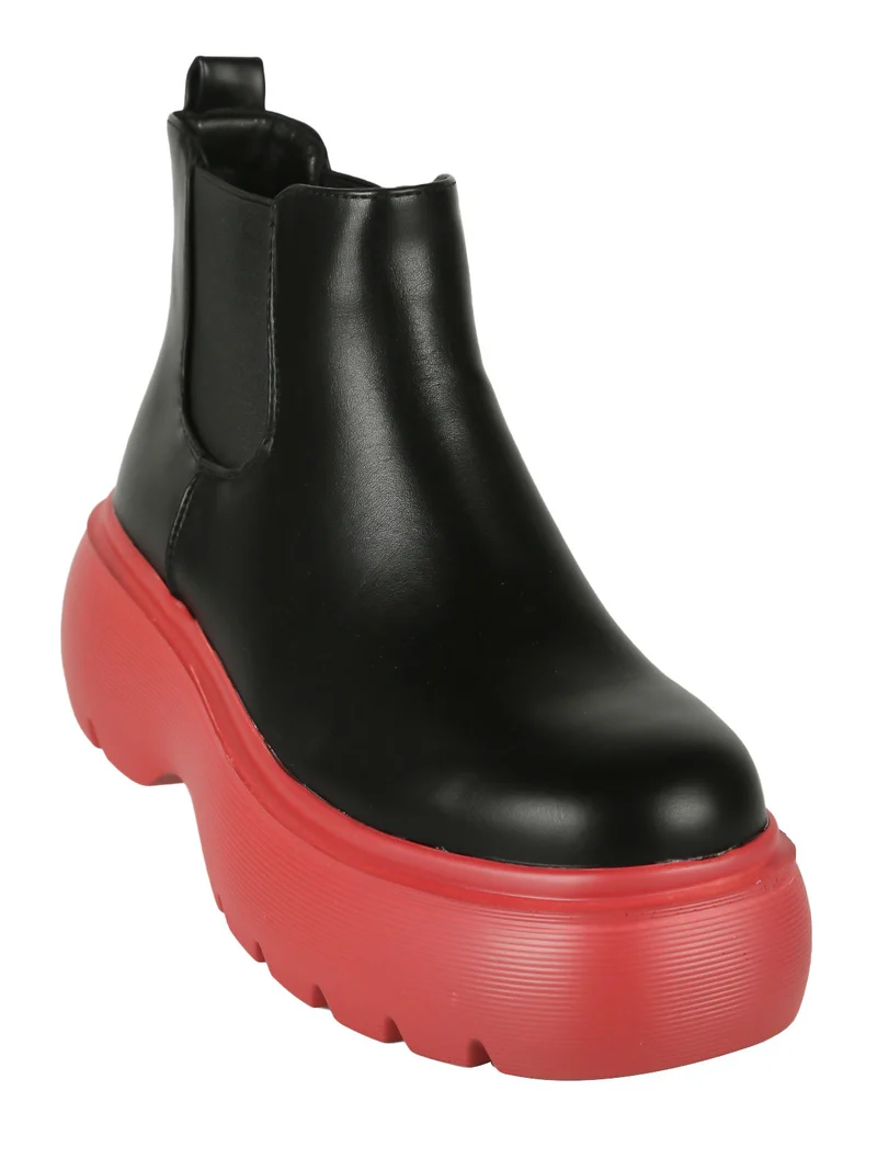 Stivaletti donna con platform colorato - rosso