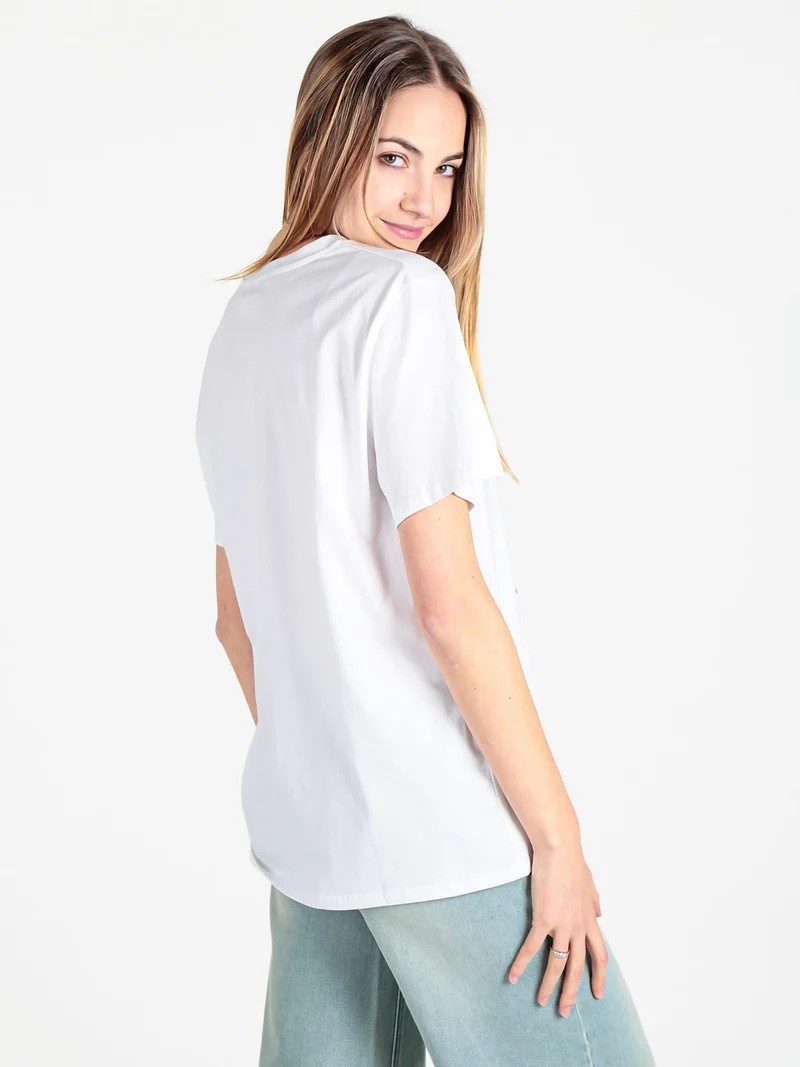 T-shirt donna oversize con stampa fiori - verde