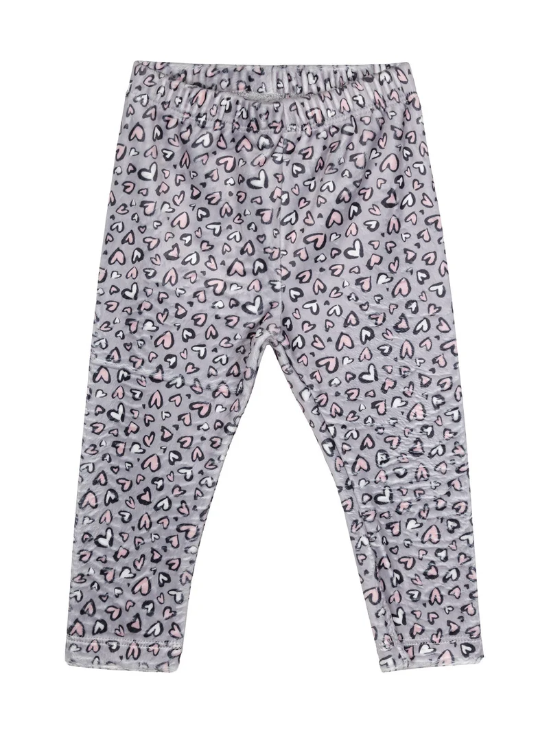 Completo da neonata 2 pezzi con maglietta e leggins cuori in velluto - rosso