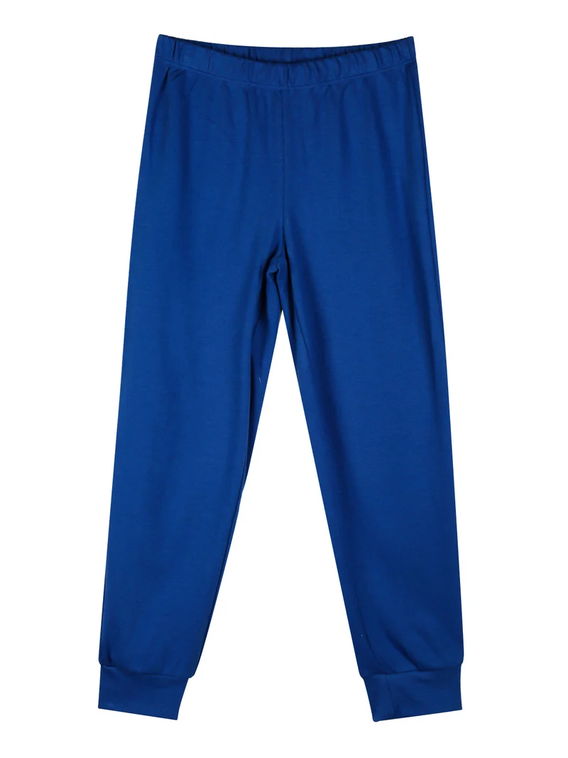 Pigiama lungo da bambino in cotone interlock - blu
