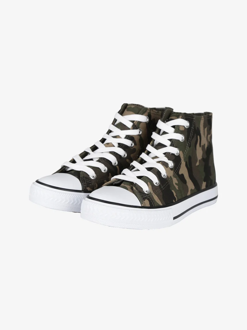 Sneakers alte in tela donna - militare