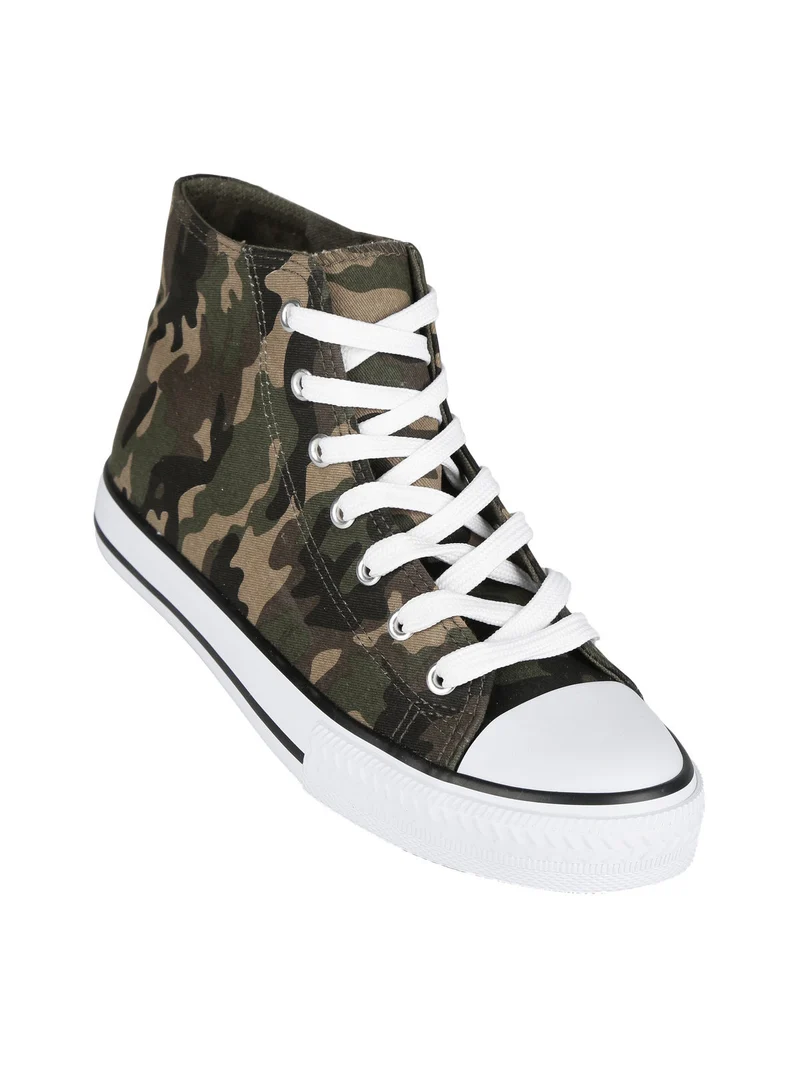 Sneakers alte in tela donna - militare