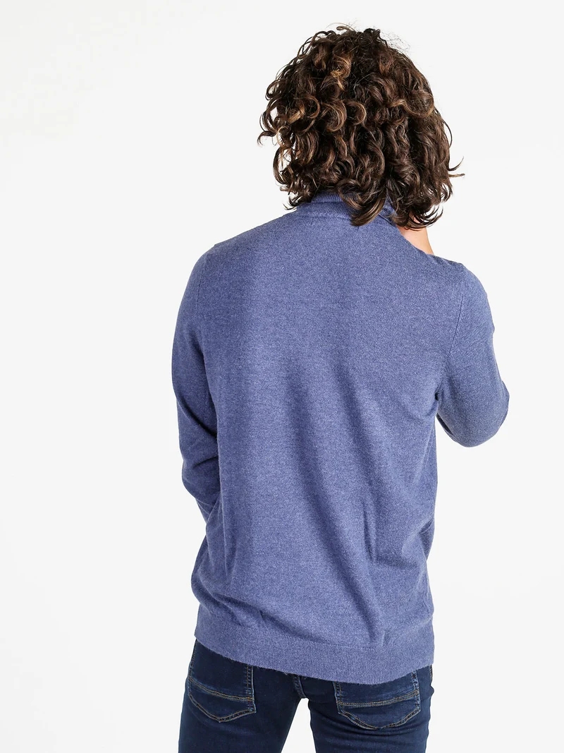 Maglione dolcevita da uomo in misto lana - blu