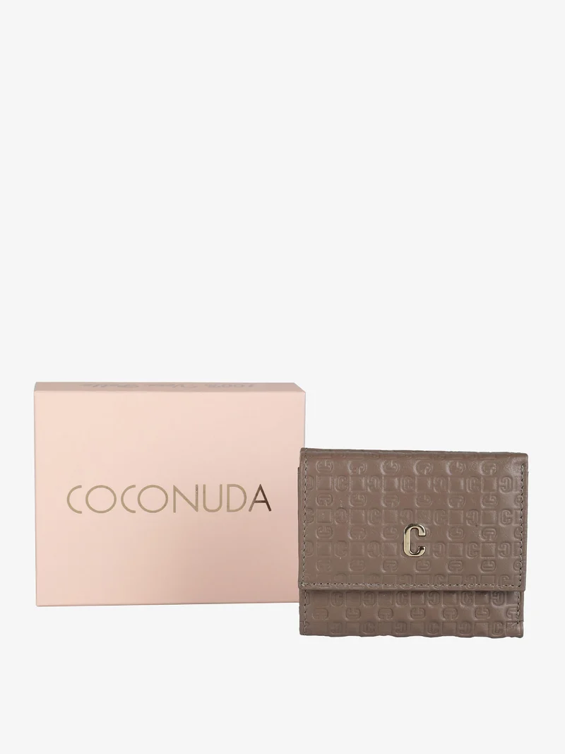 Portafoglio mini in pelle da donna - taupe