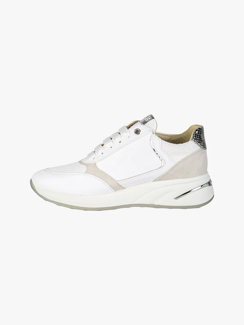 Sneakers donna con zeppa e zip - bianco