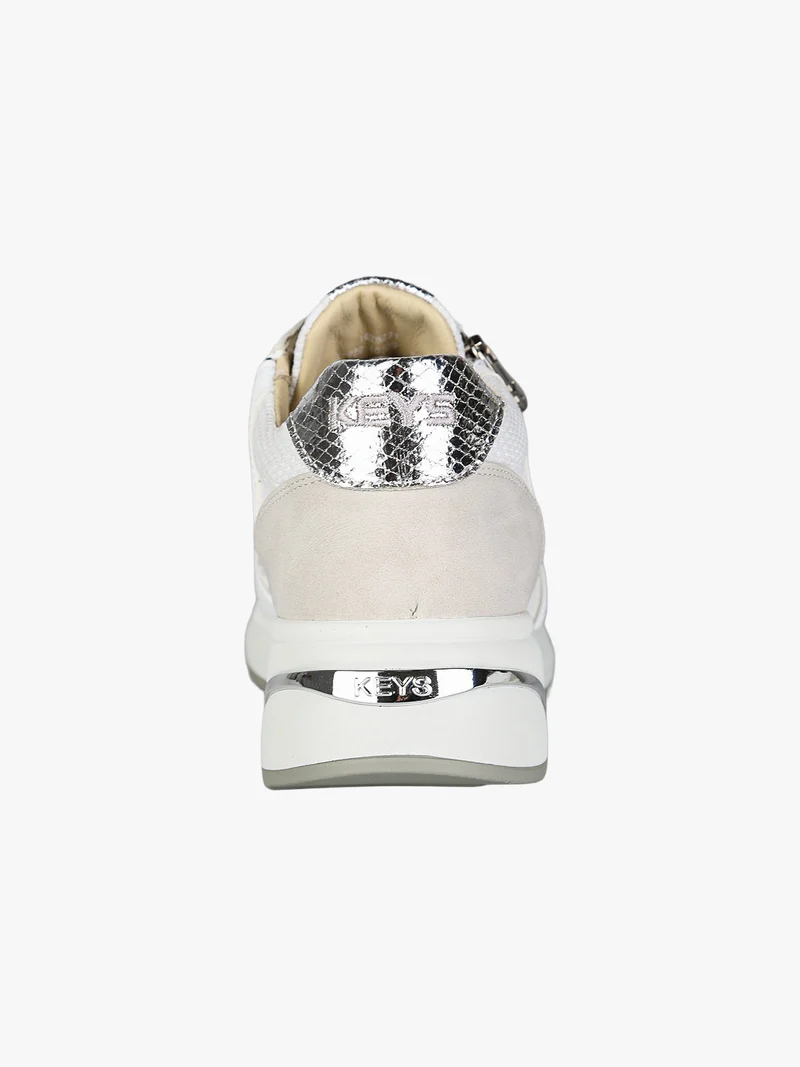 Sneakers donna con zeppa e zip - bianco