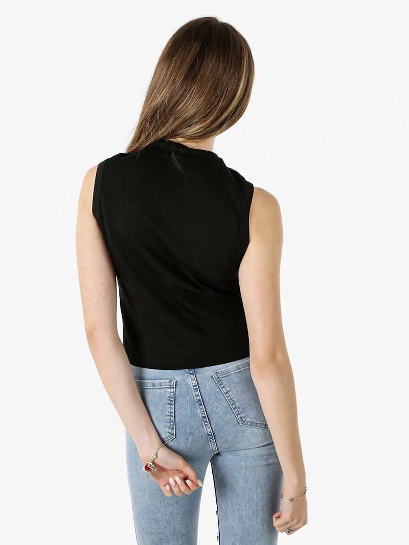 Top donna accollato in cotone - nero
