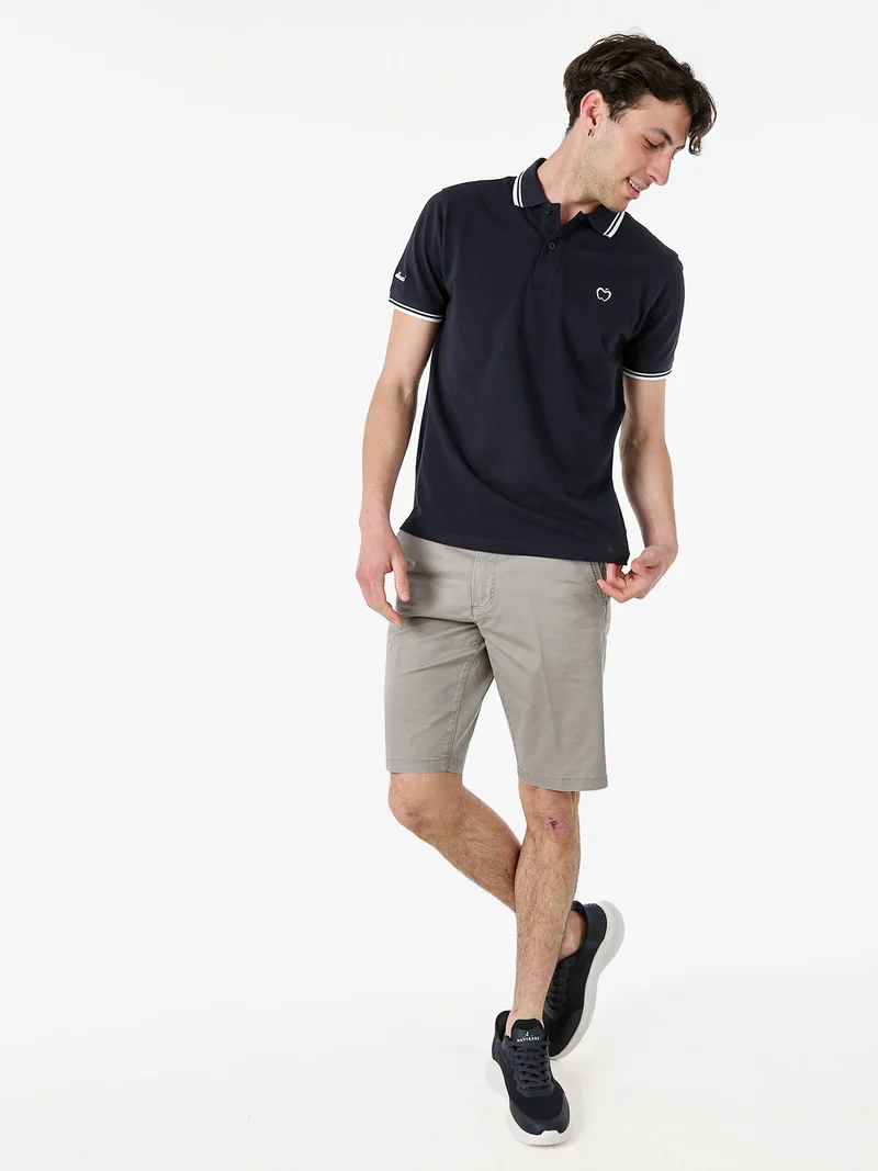 Bermuda da uomo in cotone stretch - grigio