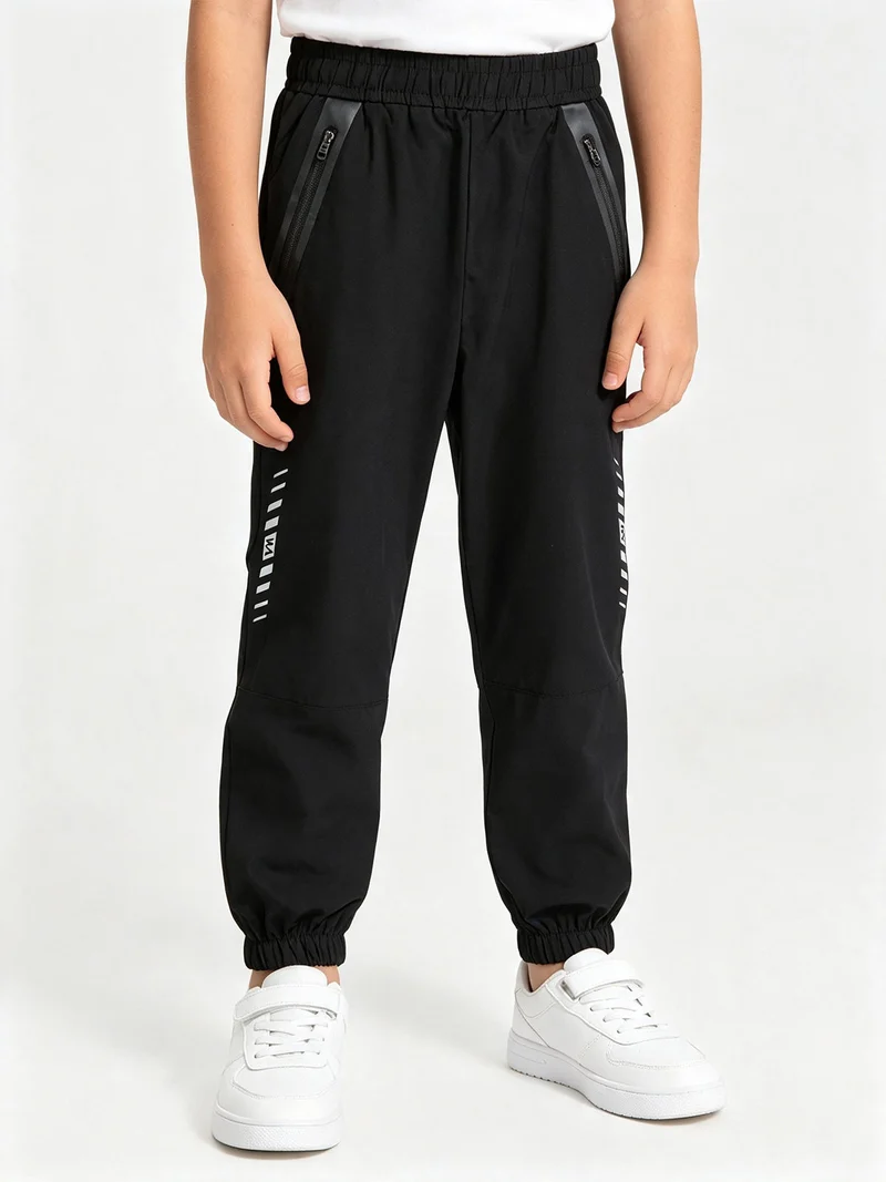 Pantaloni da bambino leggeri con elastico sul finale - nero