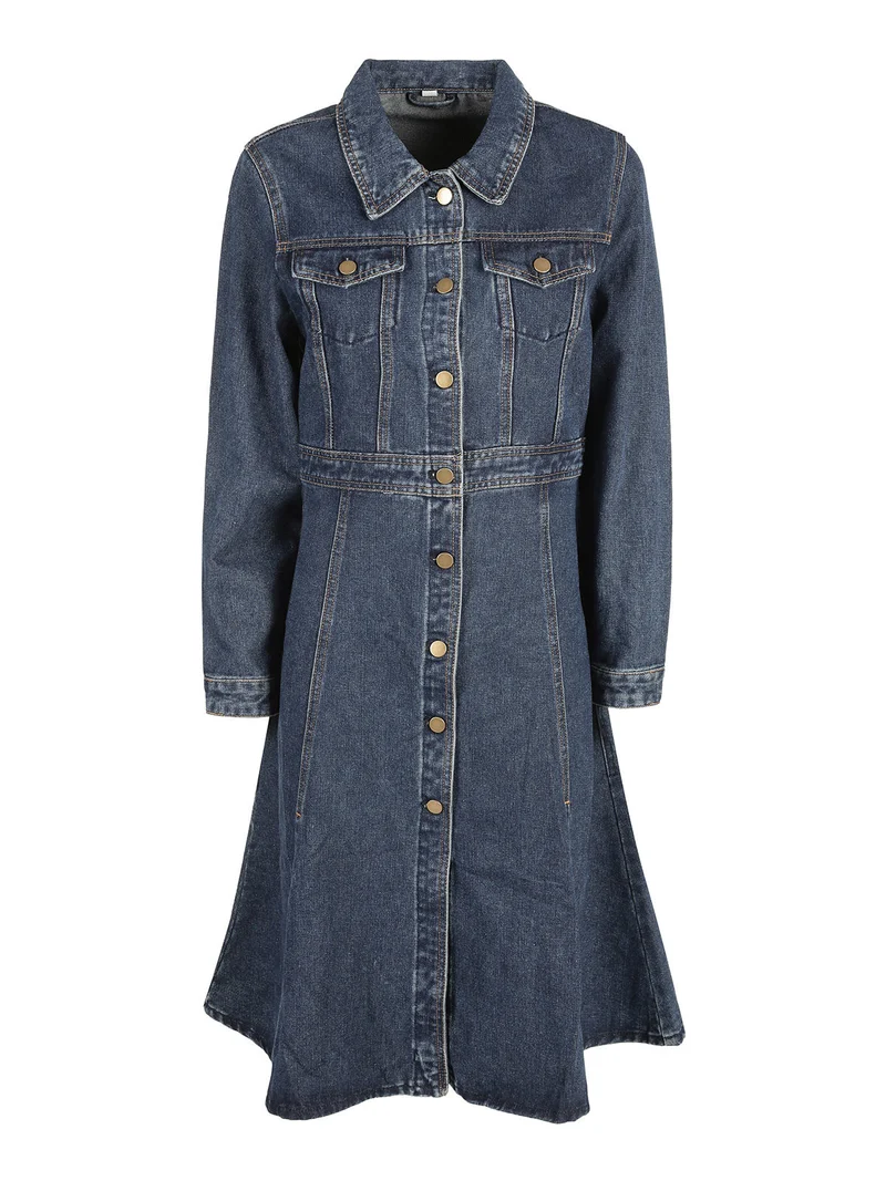 Vestito donna in denim a maniche lunghe - jeans