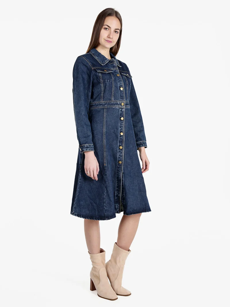 Vestito donna in denim a maniche lunghe - jeans