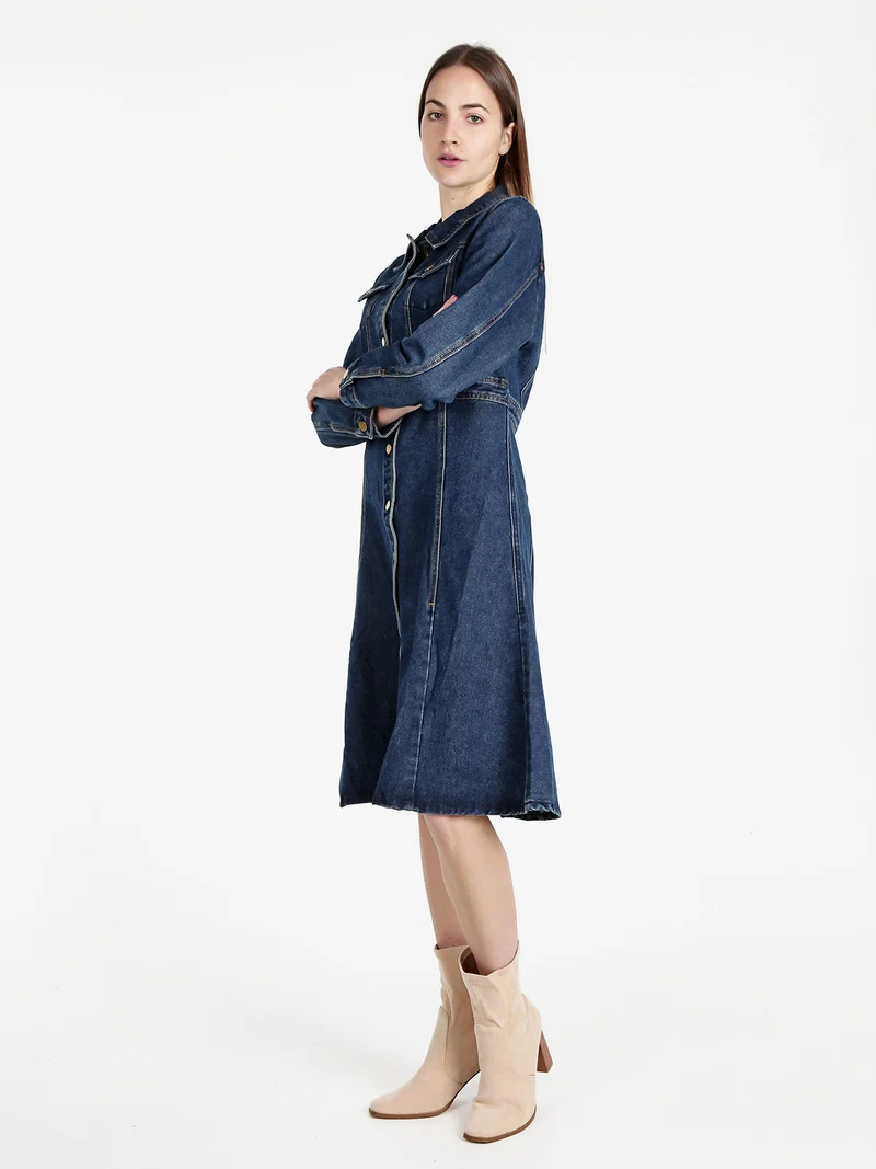 Vestito donna in denim a maniche lunghe - jeans