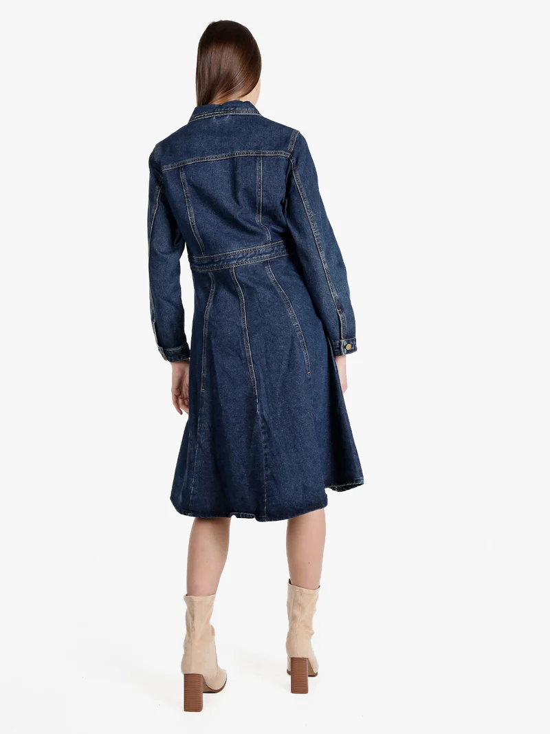Vestito donna in denim a maniche lunghe - jeans