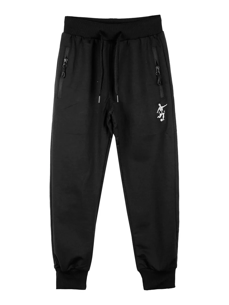 Pantaloni tuta da bambino con coulisse e polsini - nero