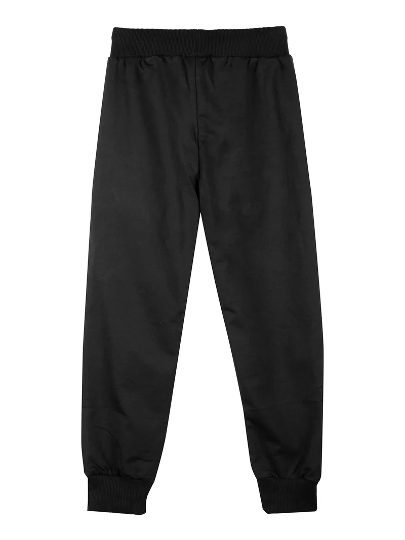 Pantaloni tuta da bambino con coulisse e polsini - nero