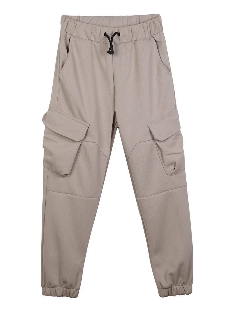 Pantaloni da bambino con tasconi e polsini - beige