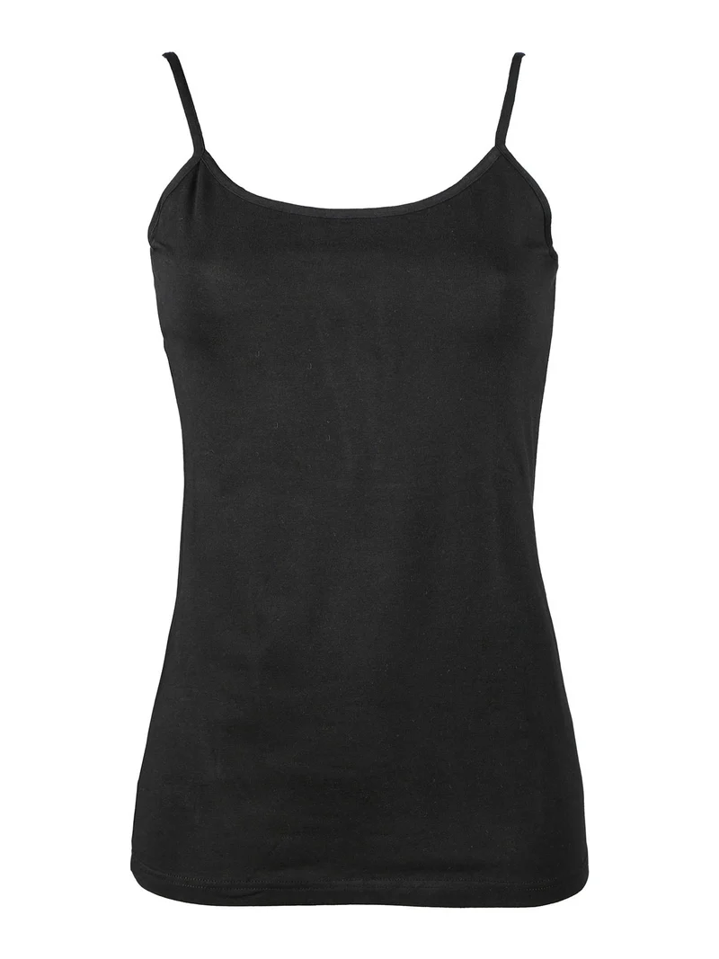 Canottiera intima donna spalla fine in cotone - nero
