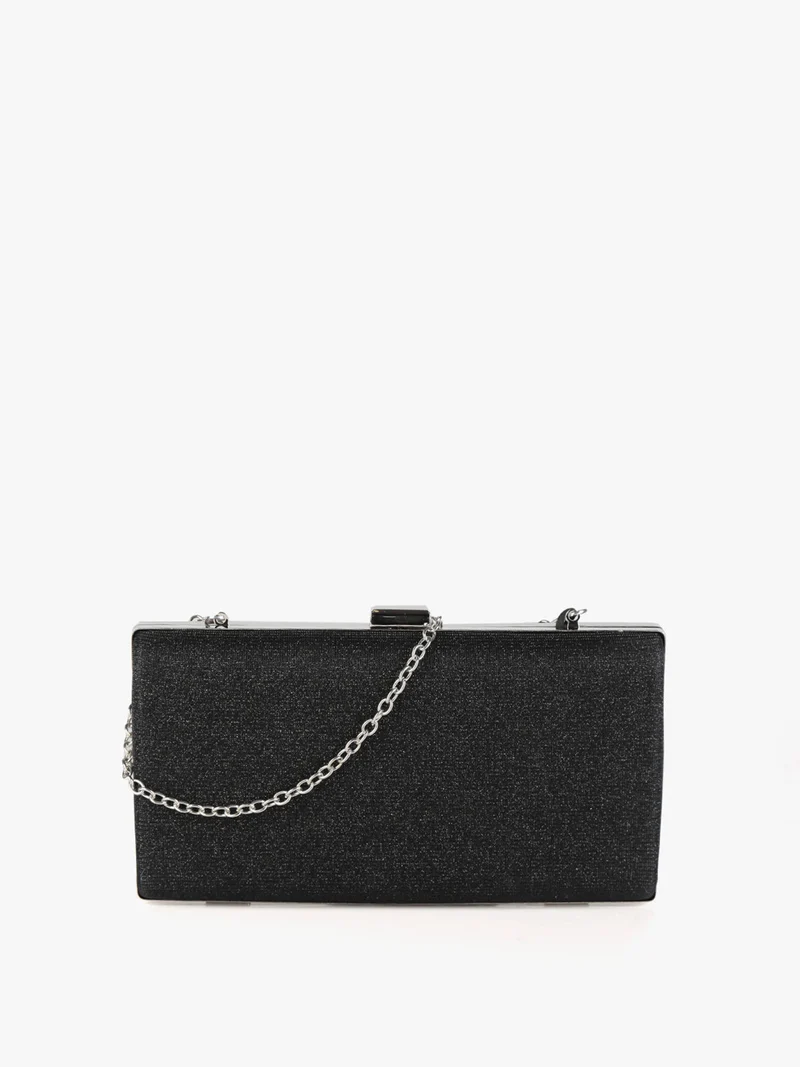 Pochette rigida glitterata - nero