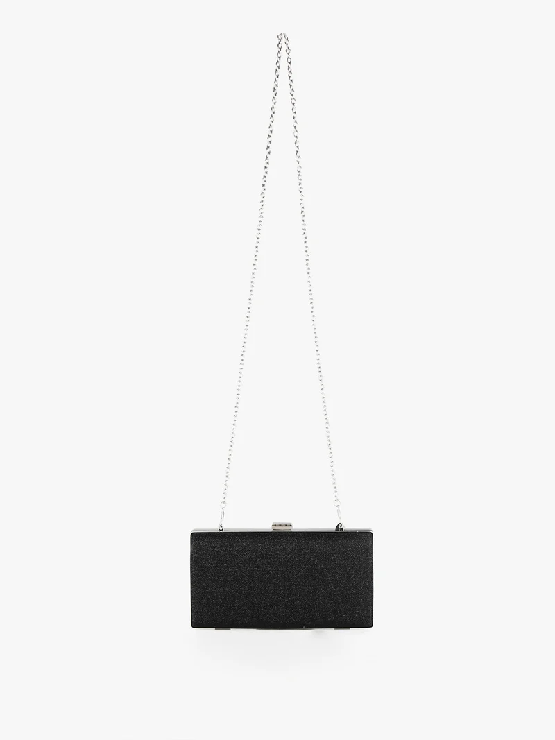 Pochette rigida glitterata - nero