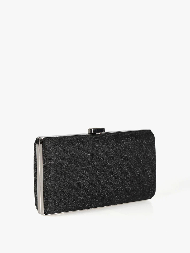 Pochette rigida glitterata - nero