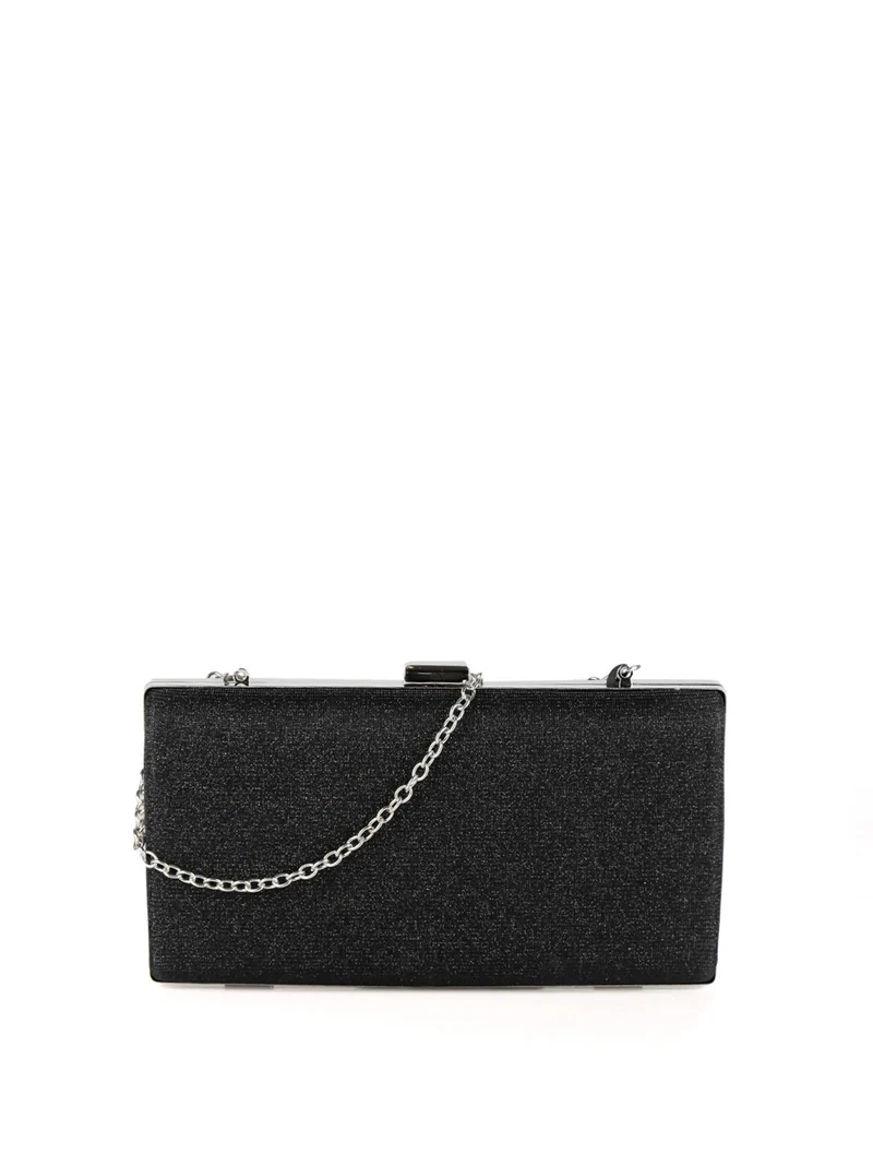 Pochette rigida glitterata - nero