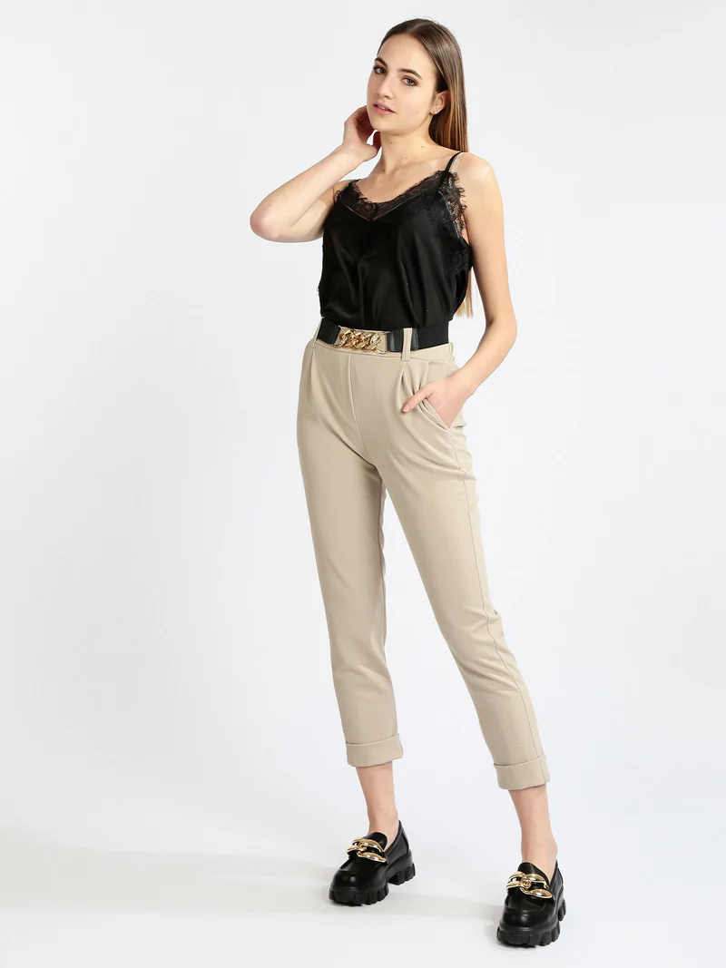 Top donna in raso con pizzo - nero