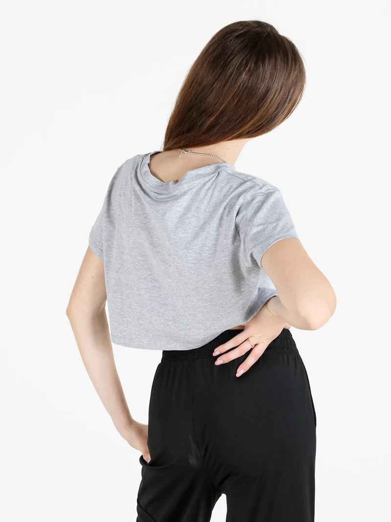 T-shirt crop da donna in cotone - grigio